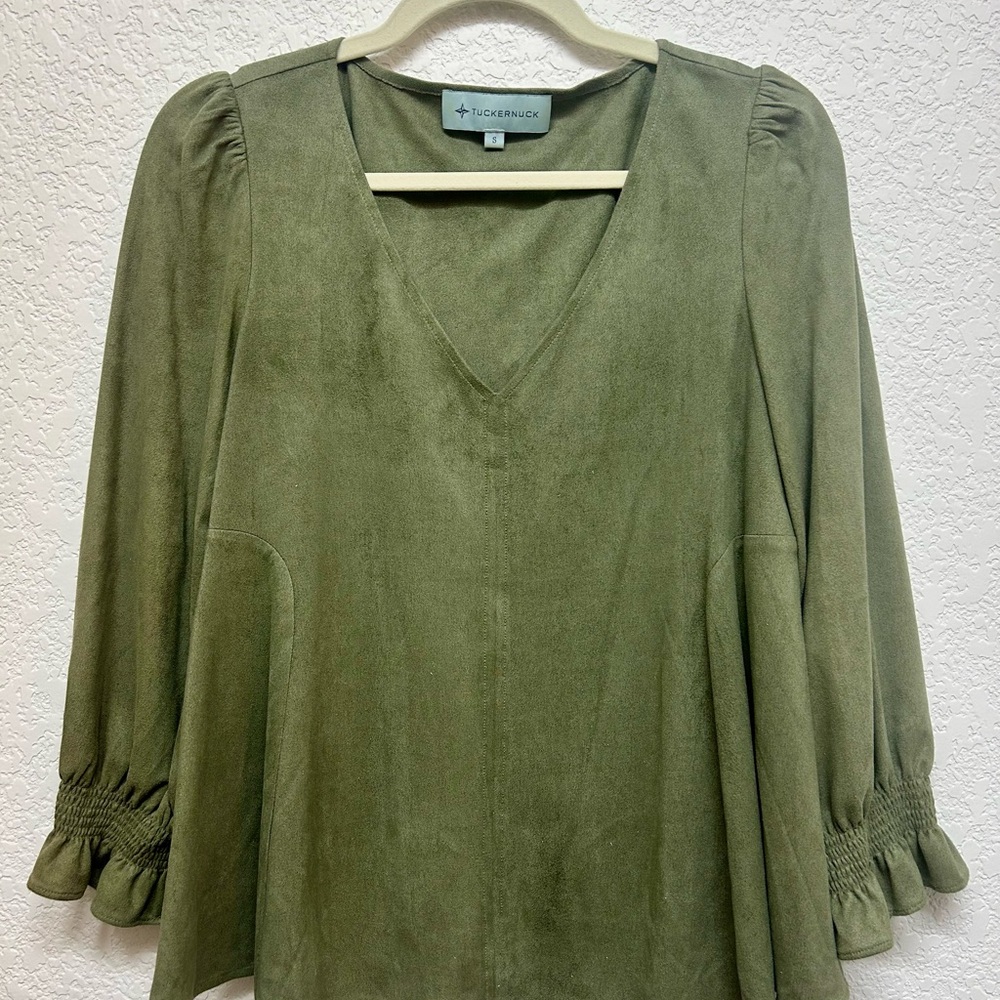 Tuckernuck Olive V-Neck Blouse